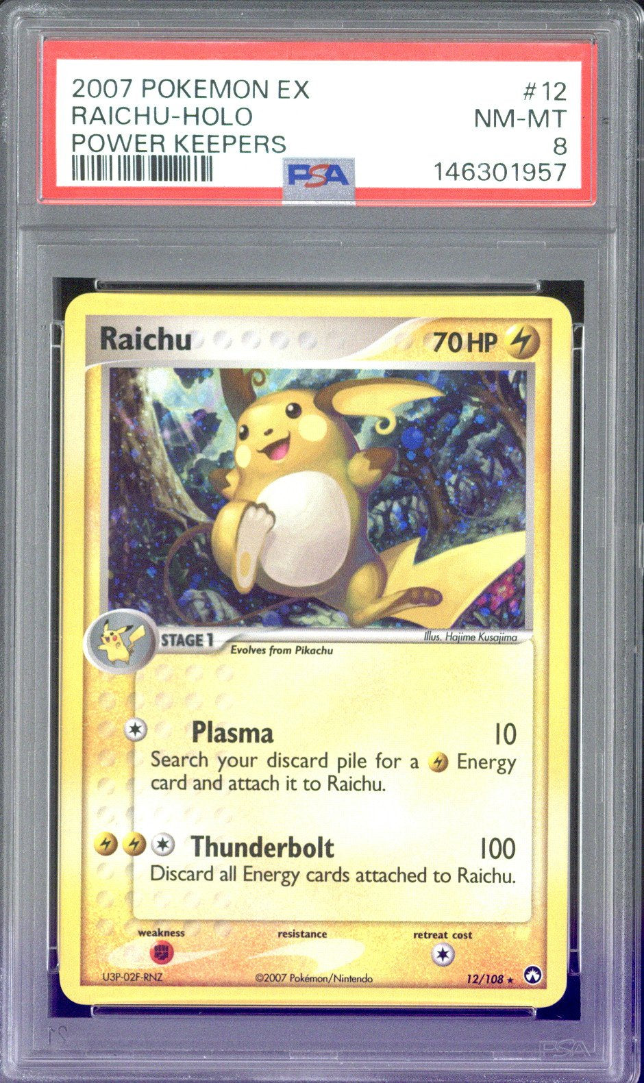2007 Pokemon EX Raichu - Holo Power Keepers #12 PSA 8