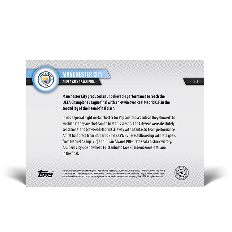 Topps UK - Super City reach final - UCL TOPPS NOW® Card #113
