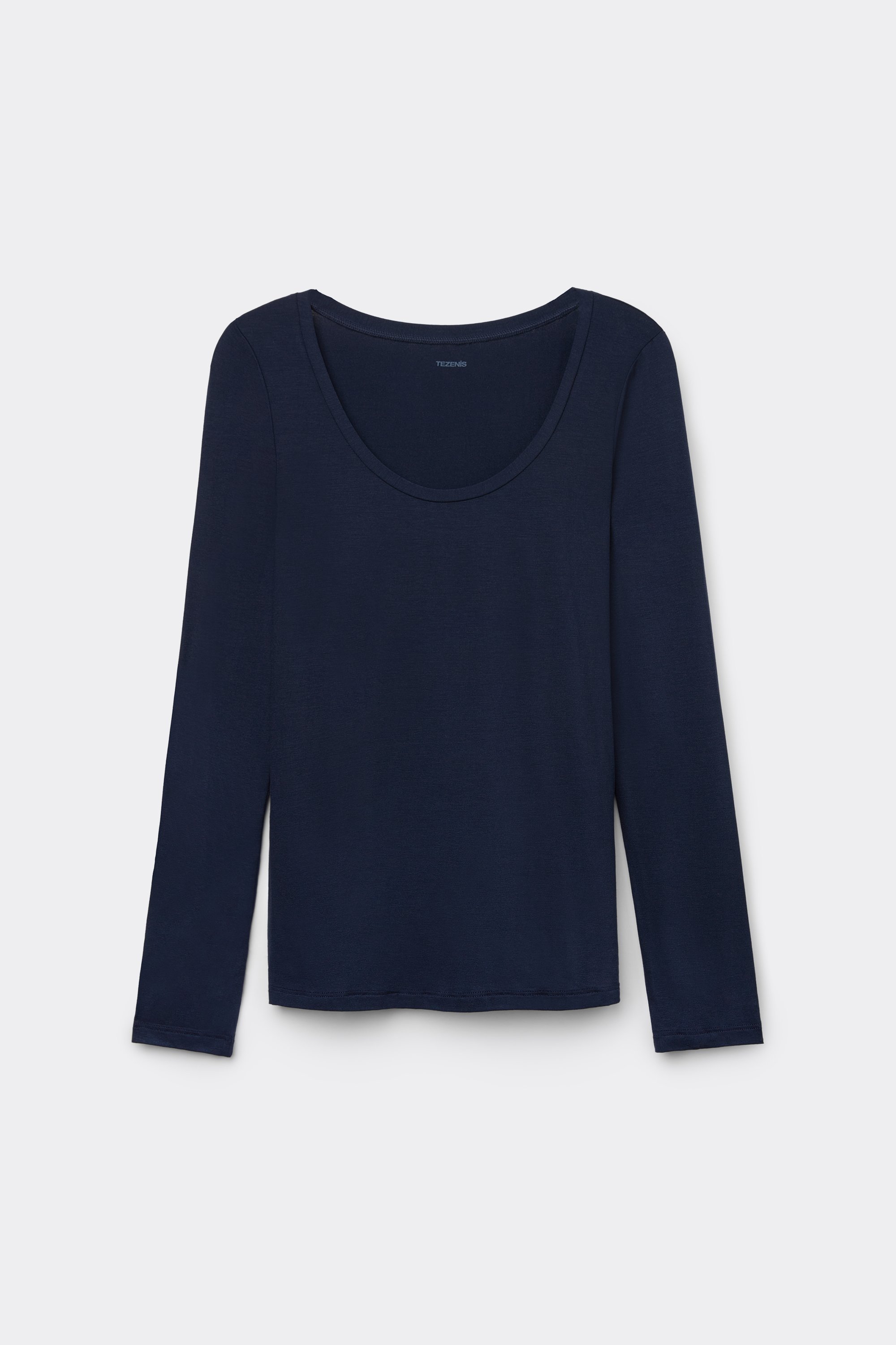 Long Sleeve Viscose Scoop Neck Top
