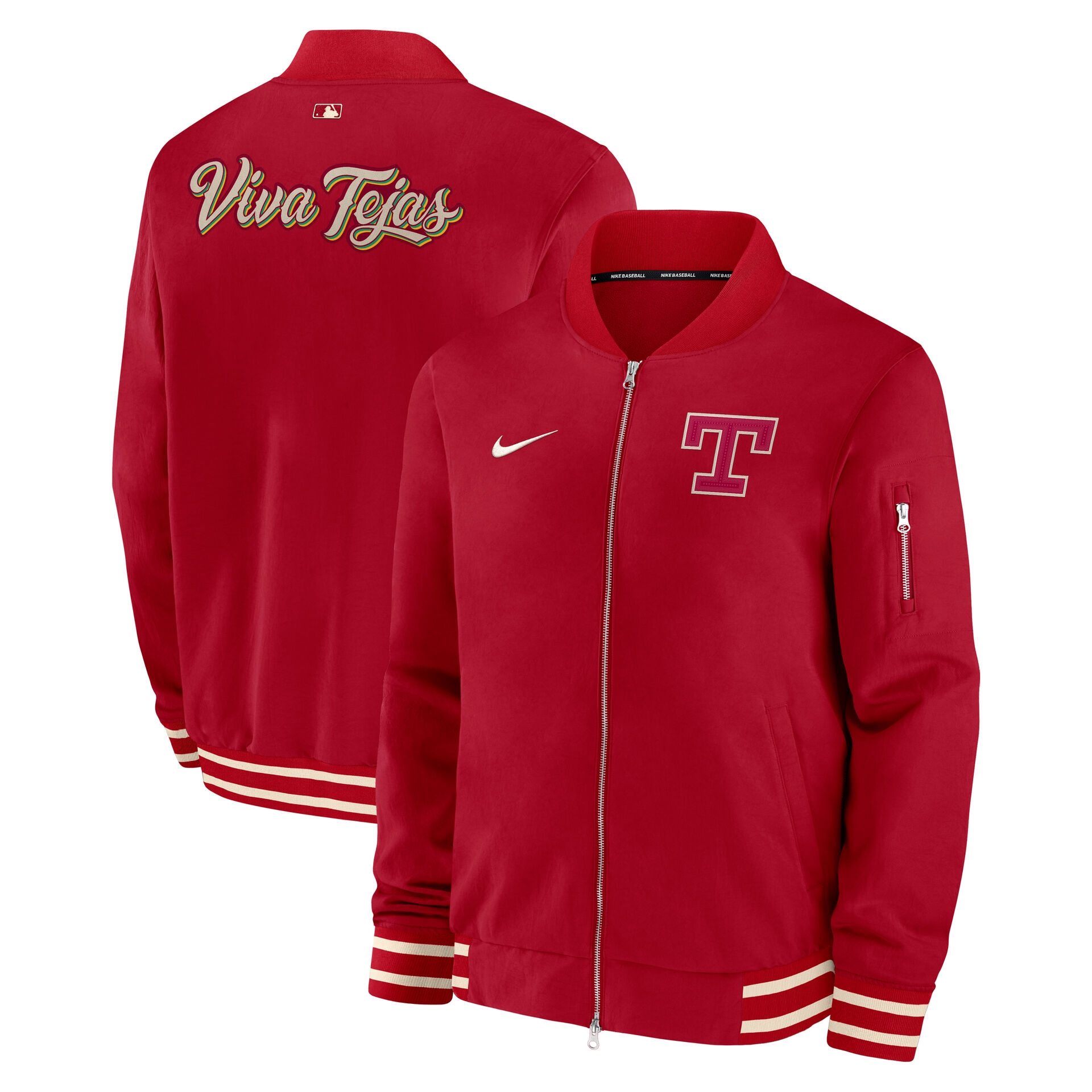 Texas Rangers City Connect 2026 MLB Authentic Dugout Bomber Jacket Red