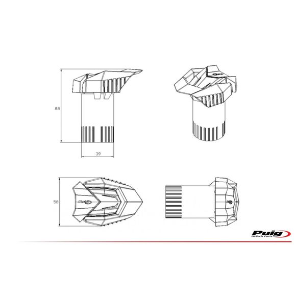 Puig engine guard kit r12 - blackRef: 4705 / 4705N