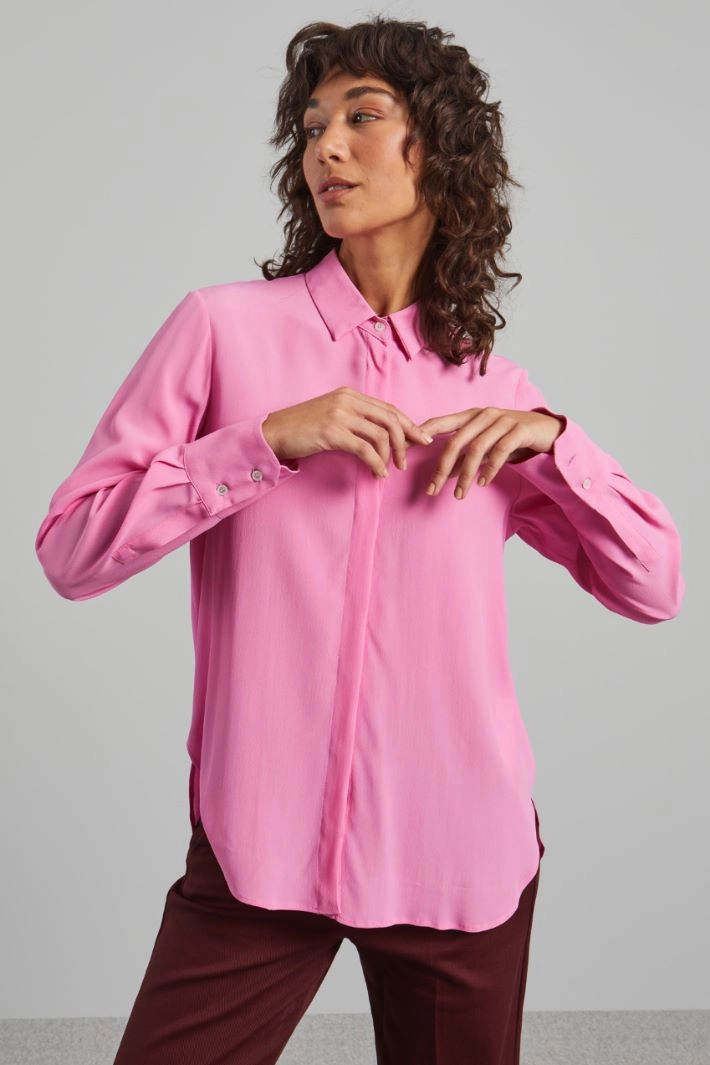 Crepe de chine shirt - VIVID PINK