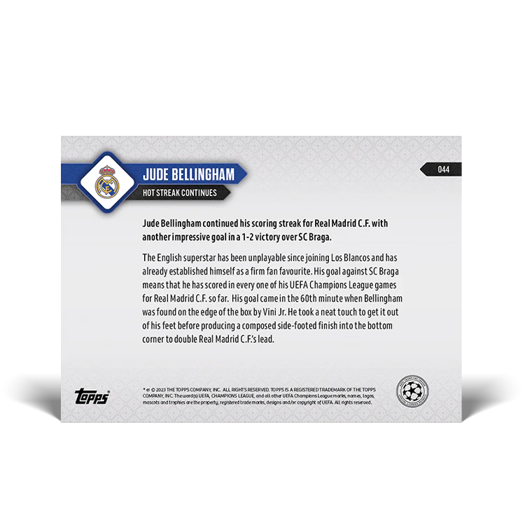 Topps UK - Jude Bellingham - Hot streak continues - UCL TOPPS NOW® Card #44