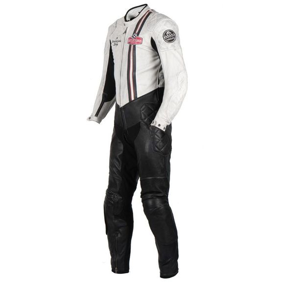 Helstons stirling suit plain leather - black / whiteRef: HS0782