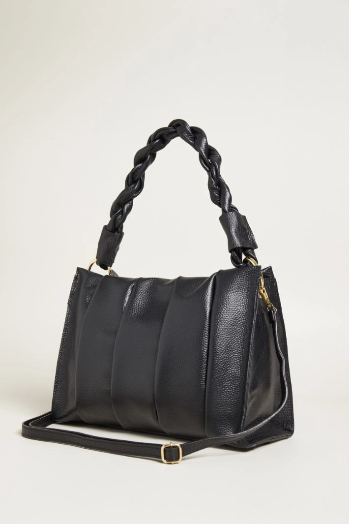 Leather Boston bag - BLACK