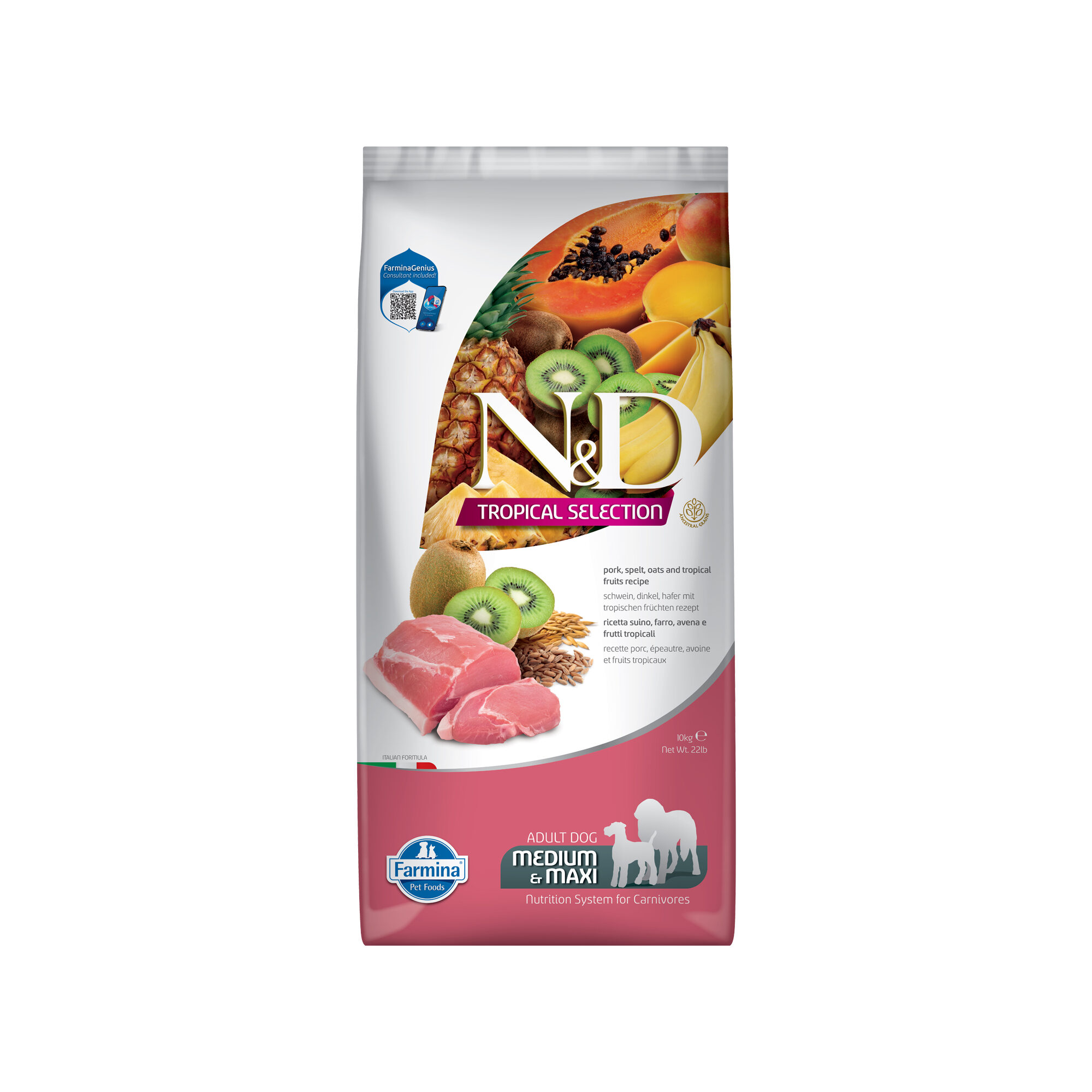 Farmina N&D Tropical Adult Medium & Maxi Dog Food - Pork - 10 kg