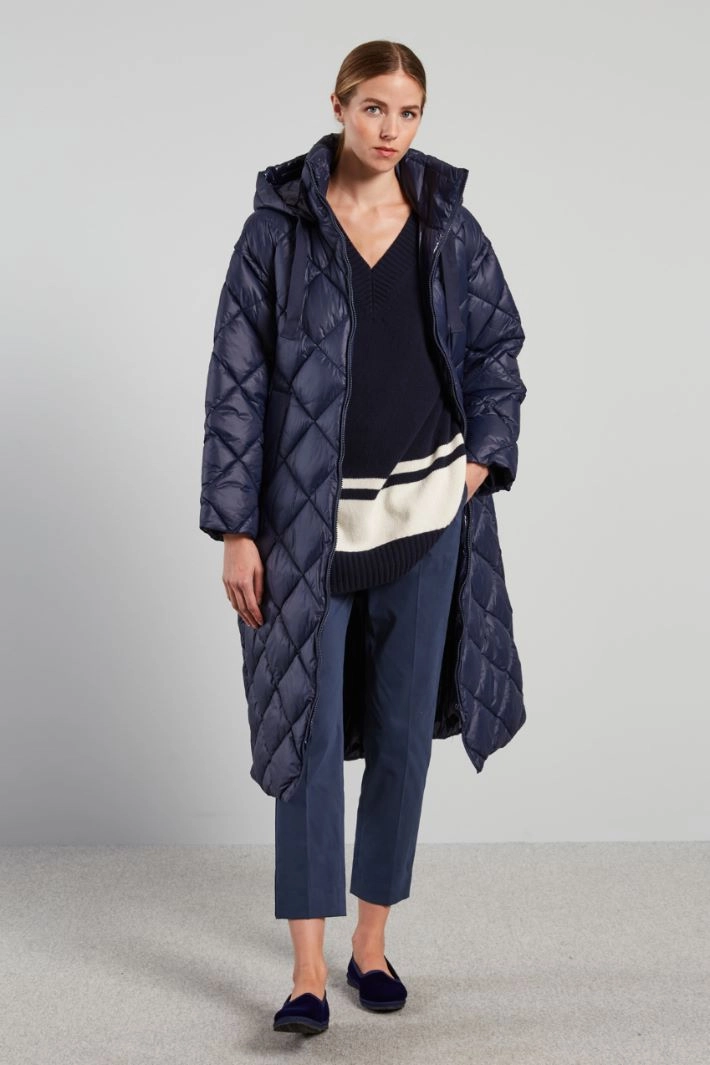 Long high neck padded coat - NIGHT BLUE