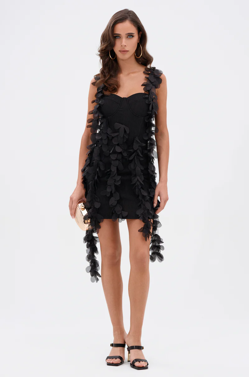 Cover Girl Mini Dress With Floral Appliques