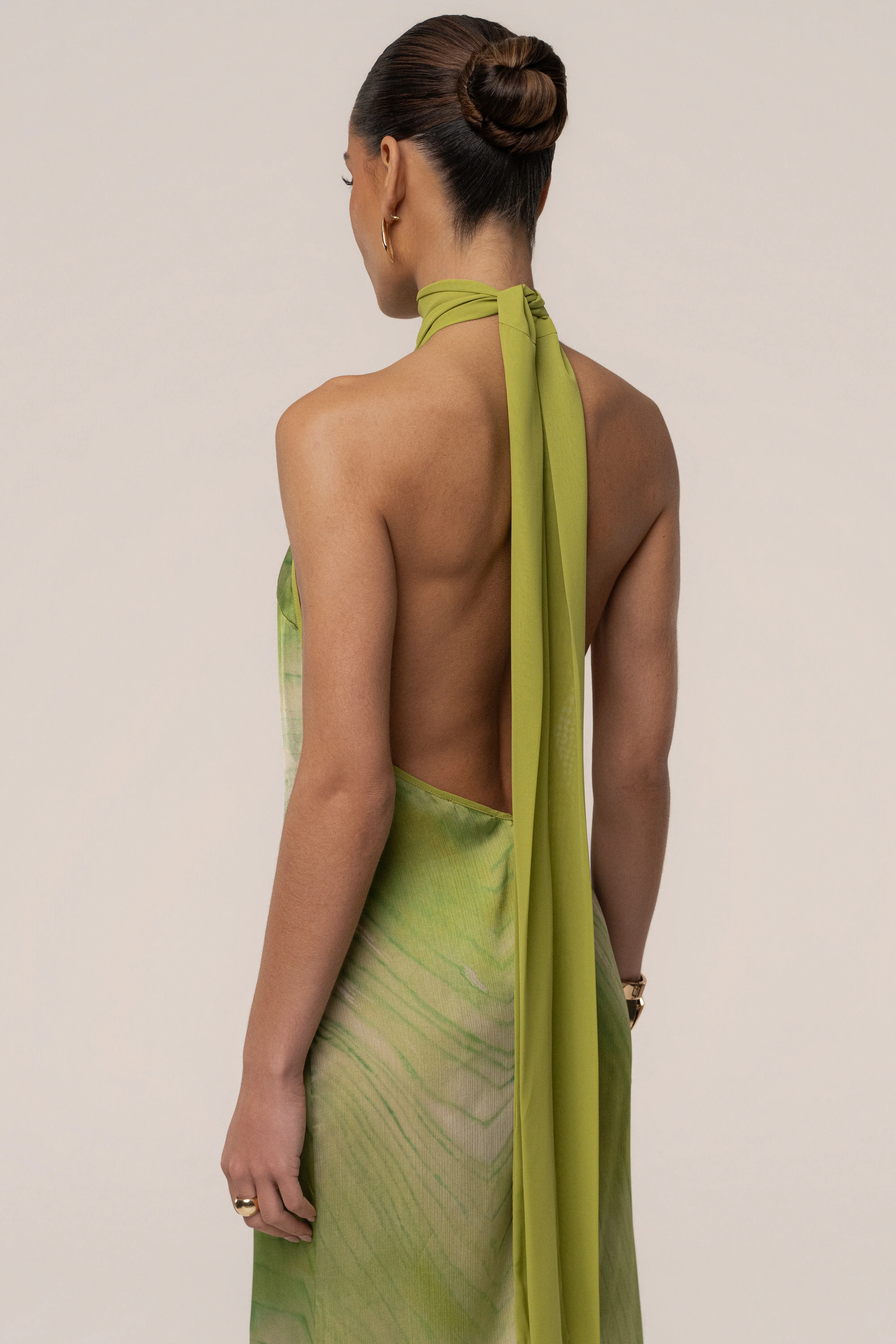 Green Sunset Waves Maxi Dress