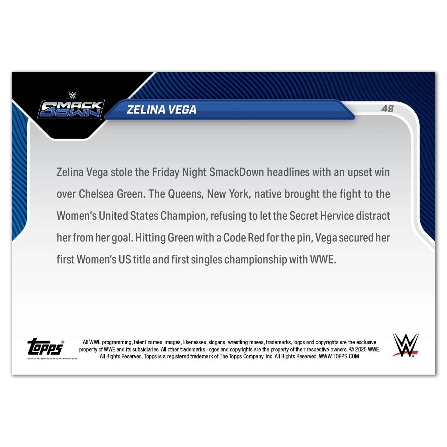 Zelina Vega - 2025 WWE Topps NOW® - Card 49