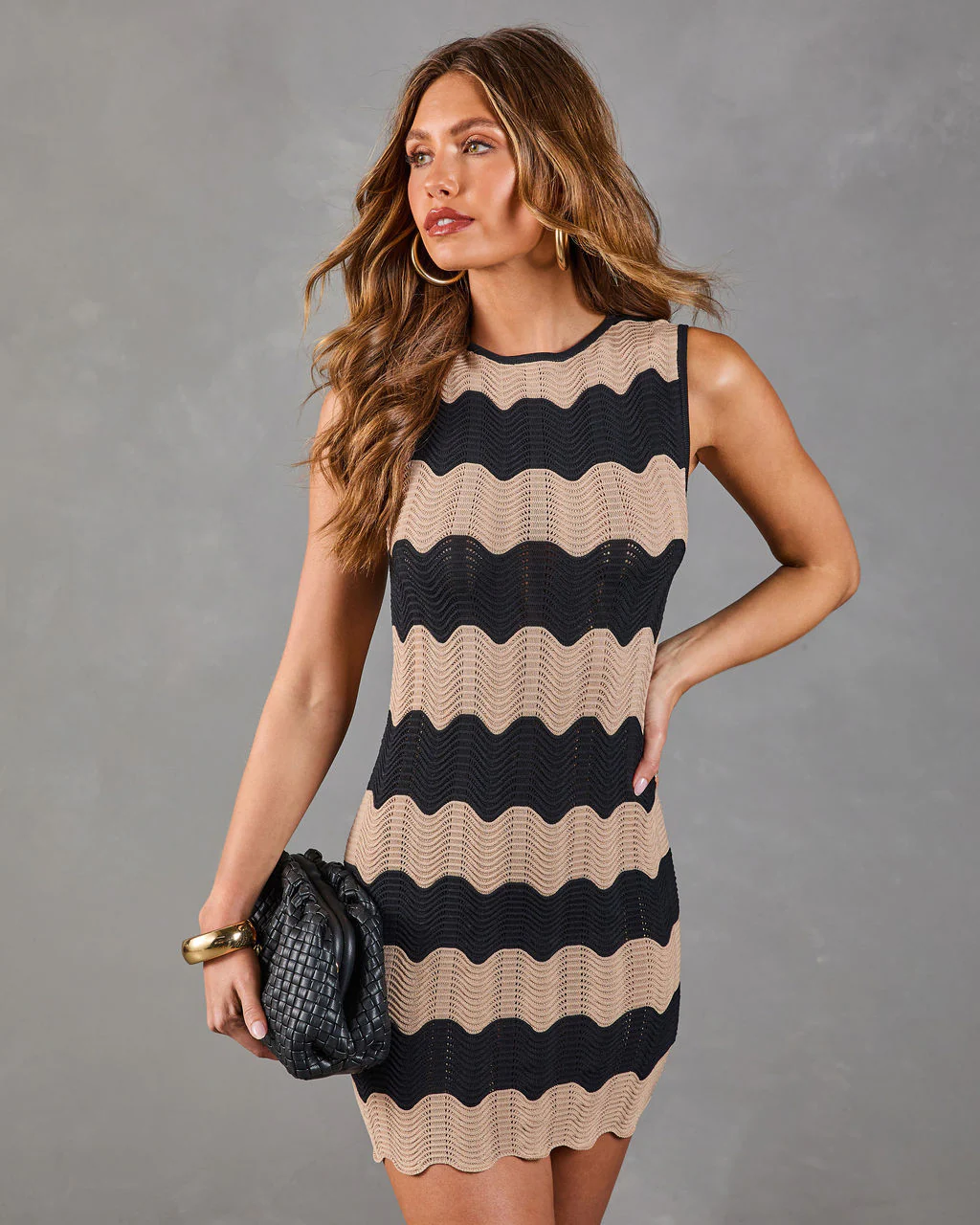 Lucero Knit Wavy Stripe Mini Dress