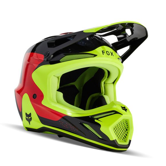 Casque cross Fox V3 - REVISE 2024 - Rouge / JauneRef : FX4079-C23412