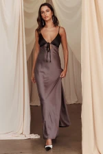 Bayleigh Low Bow Tie Back Dress Charcoal