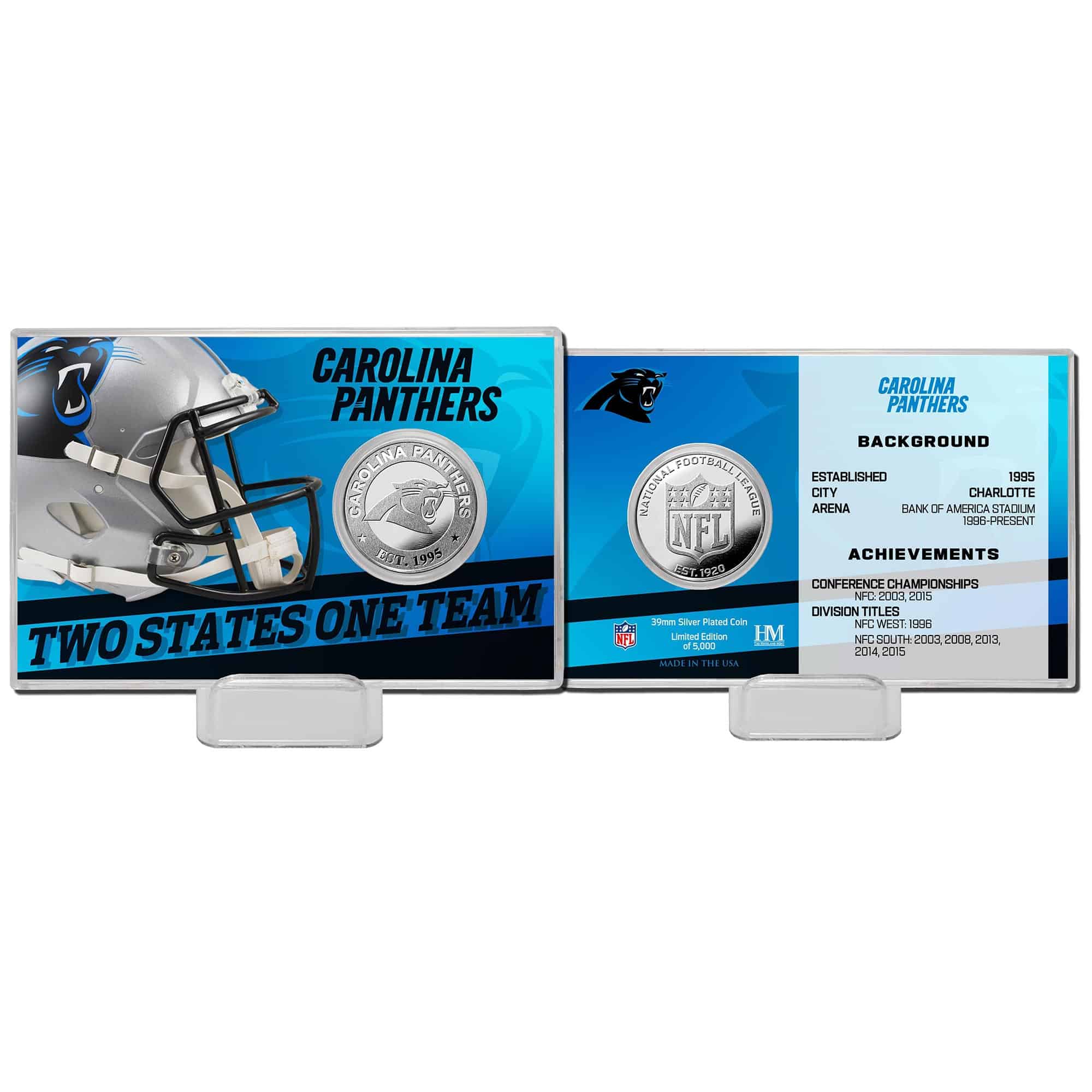 Carolina Panthers Team History Highland Mint Silver Coin Card