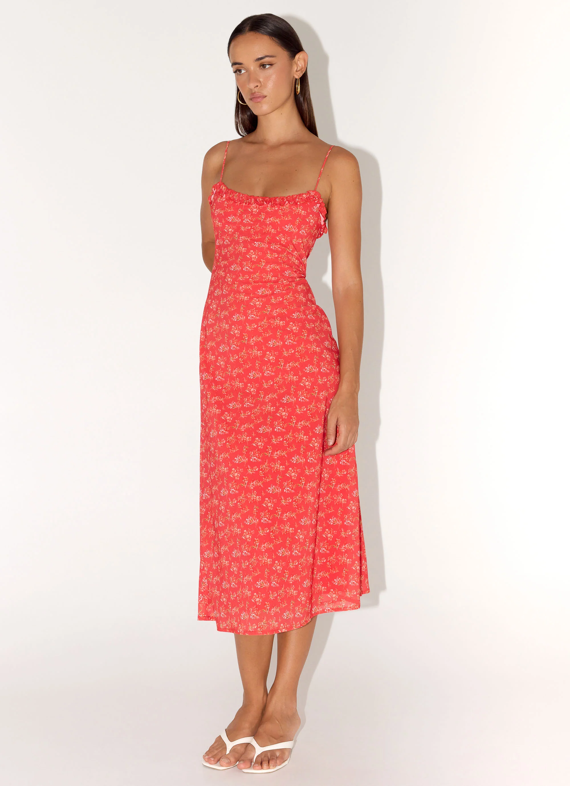 Kahlo Midi Dress - Magenta Red Rose