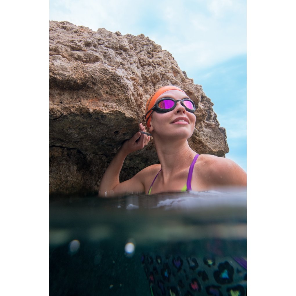 Zoggs Predator Titanium Swimming Goggles - Regular Fit - Grey/Black - Mirror Pink
