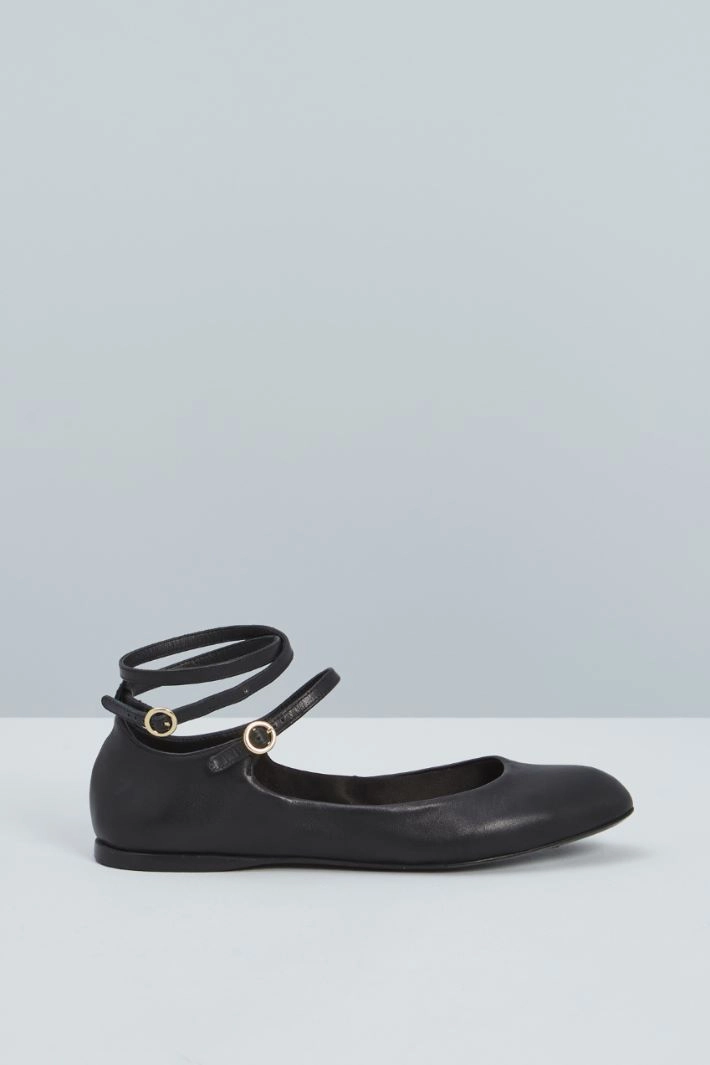 Leather ballerinas - BLACK