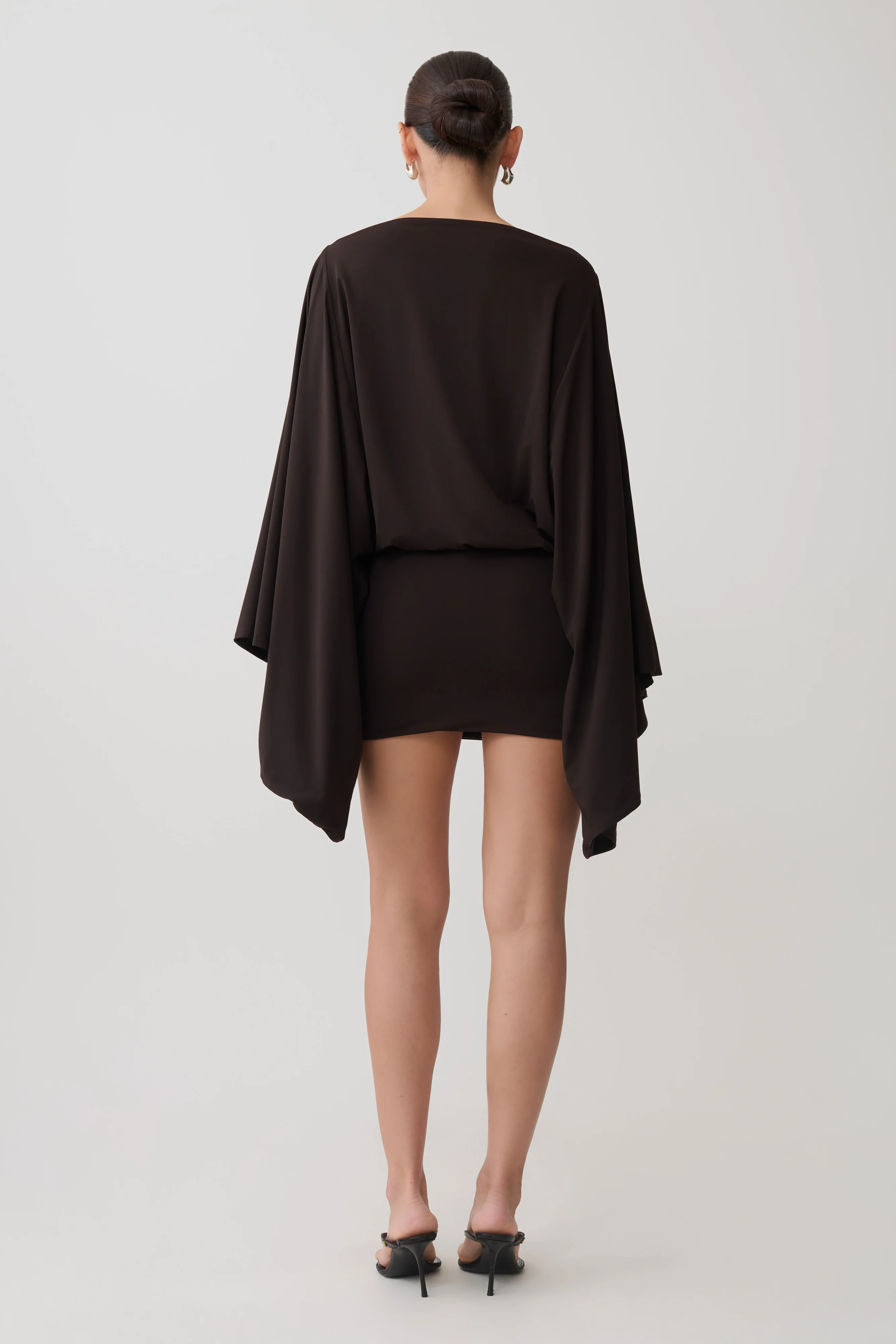 Jessy Draped Mini Dress - Dark Chocolate