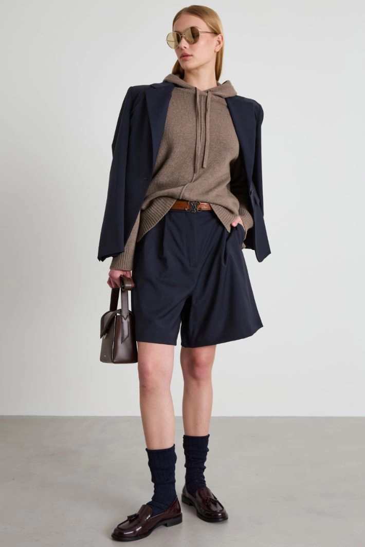 Woollen cloth Bermuda shorts - NIGHT BLUE