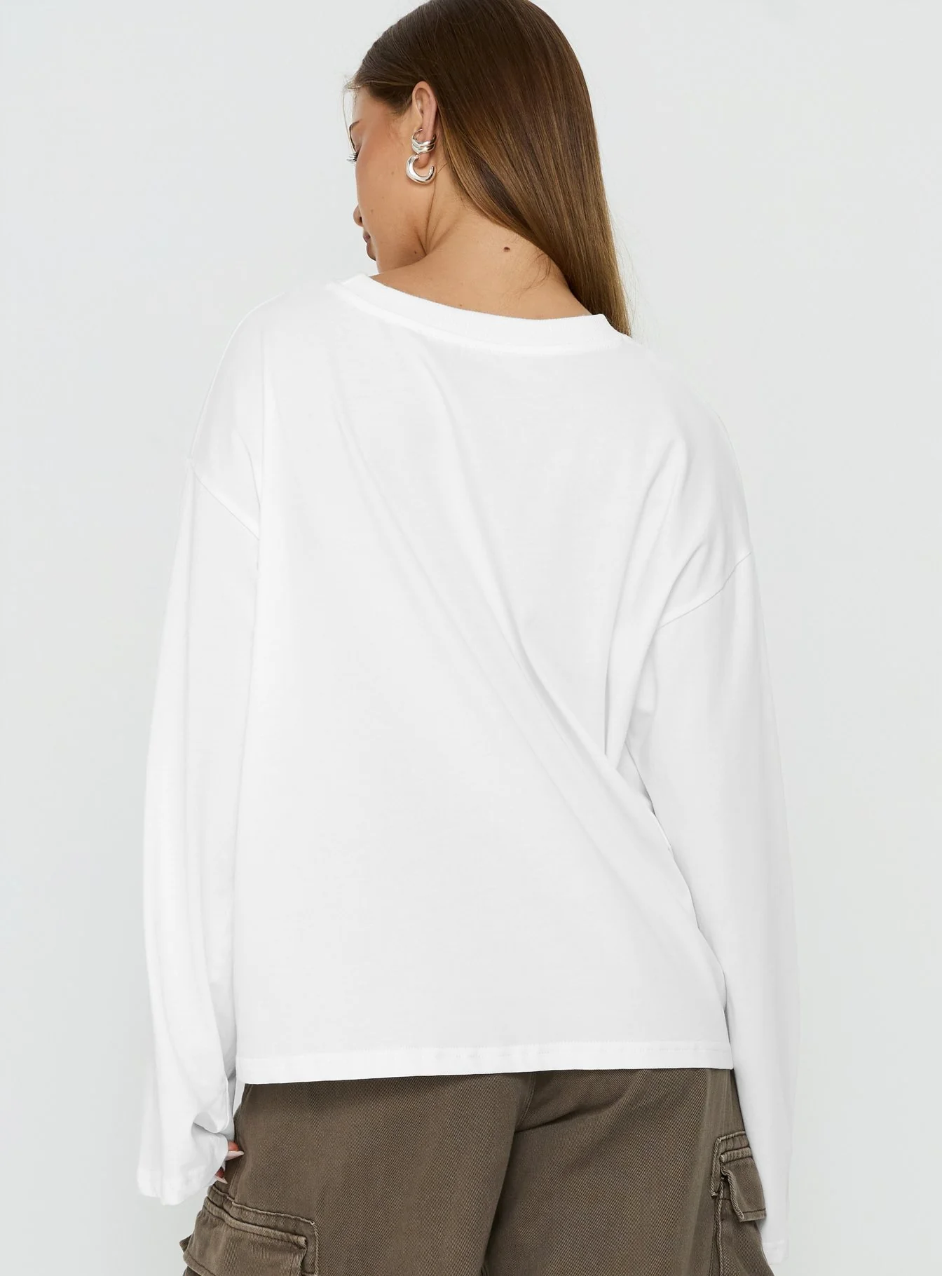 Settle Down Long Sleeve Top White