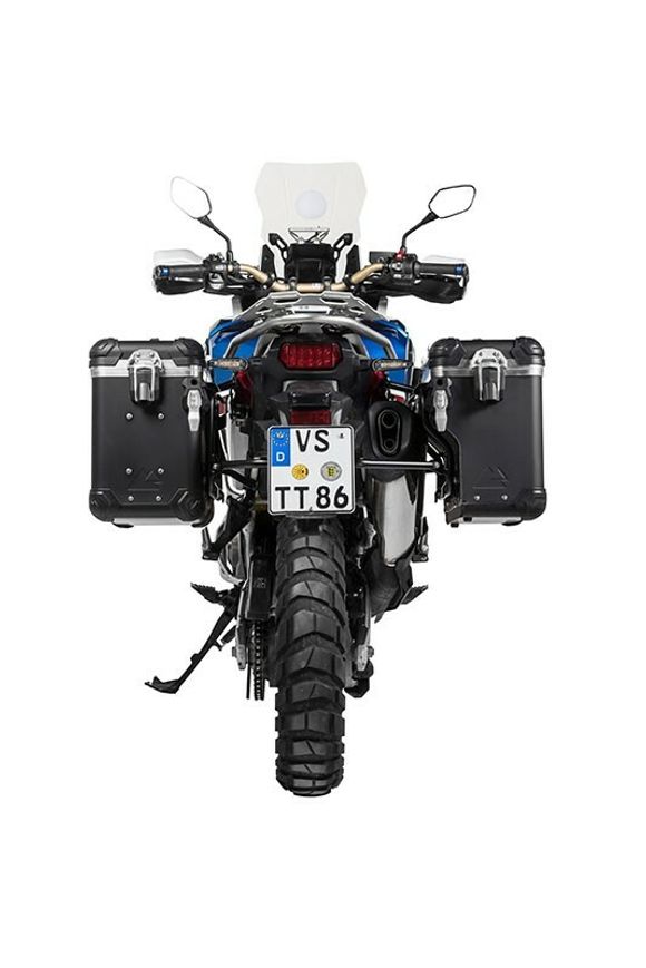 Touratech ZEGA Evo X suitcase With 38/38 offset - Black support included - Black anodizedRef: Trt01754A / 01-402-7067-0