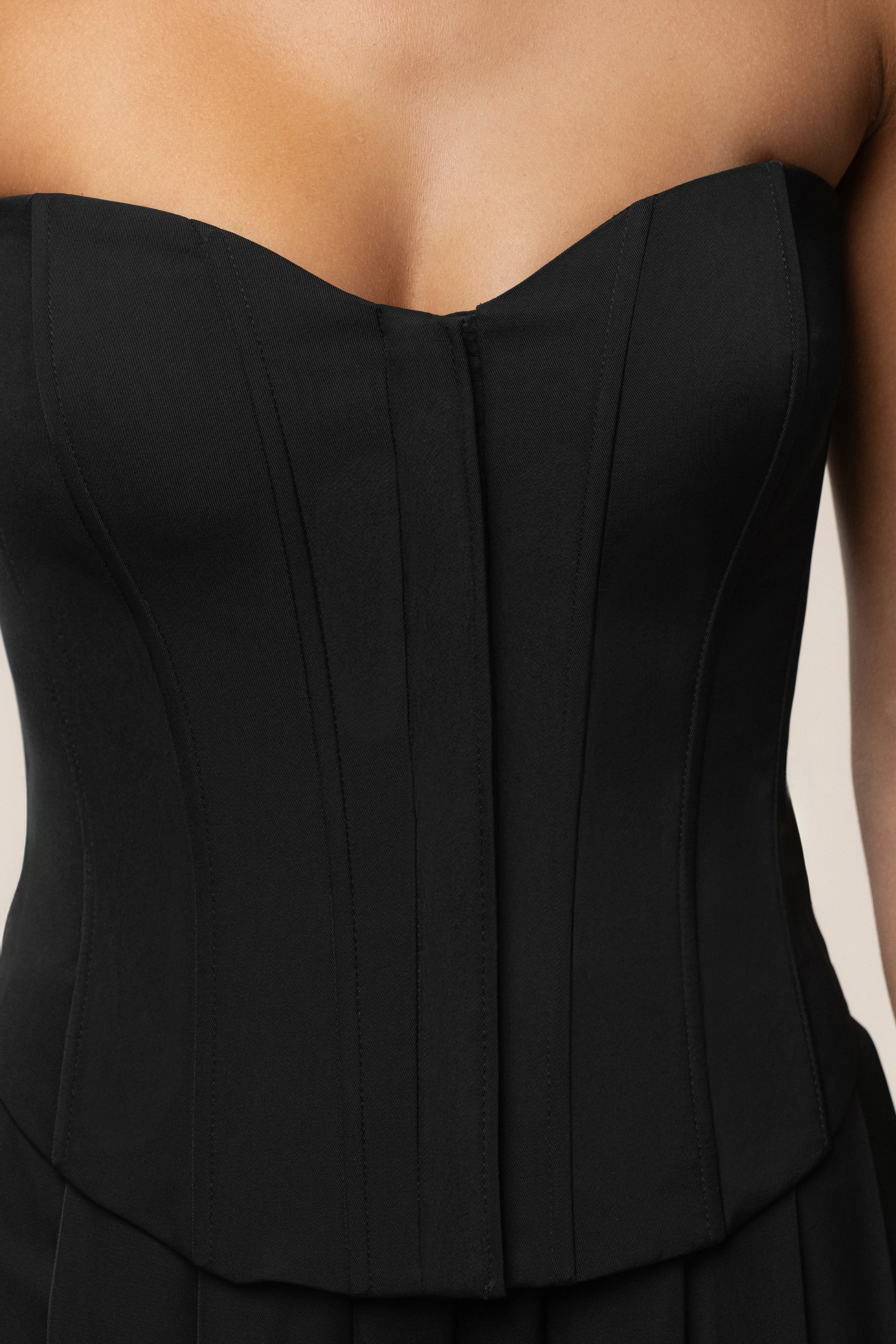 Black Viv Satin Bustier Top