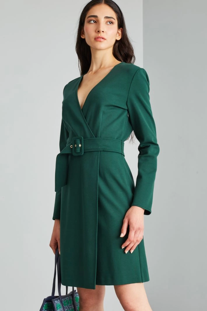 Crossed jersey dress - GREEN