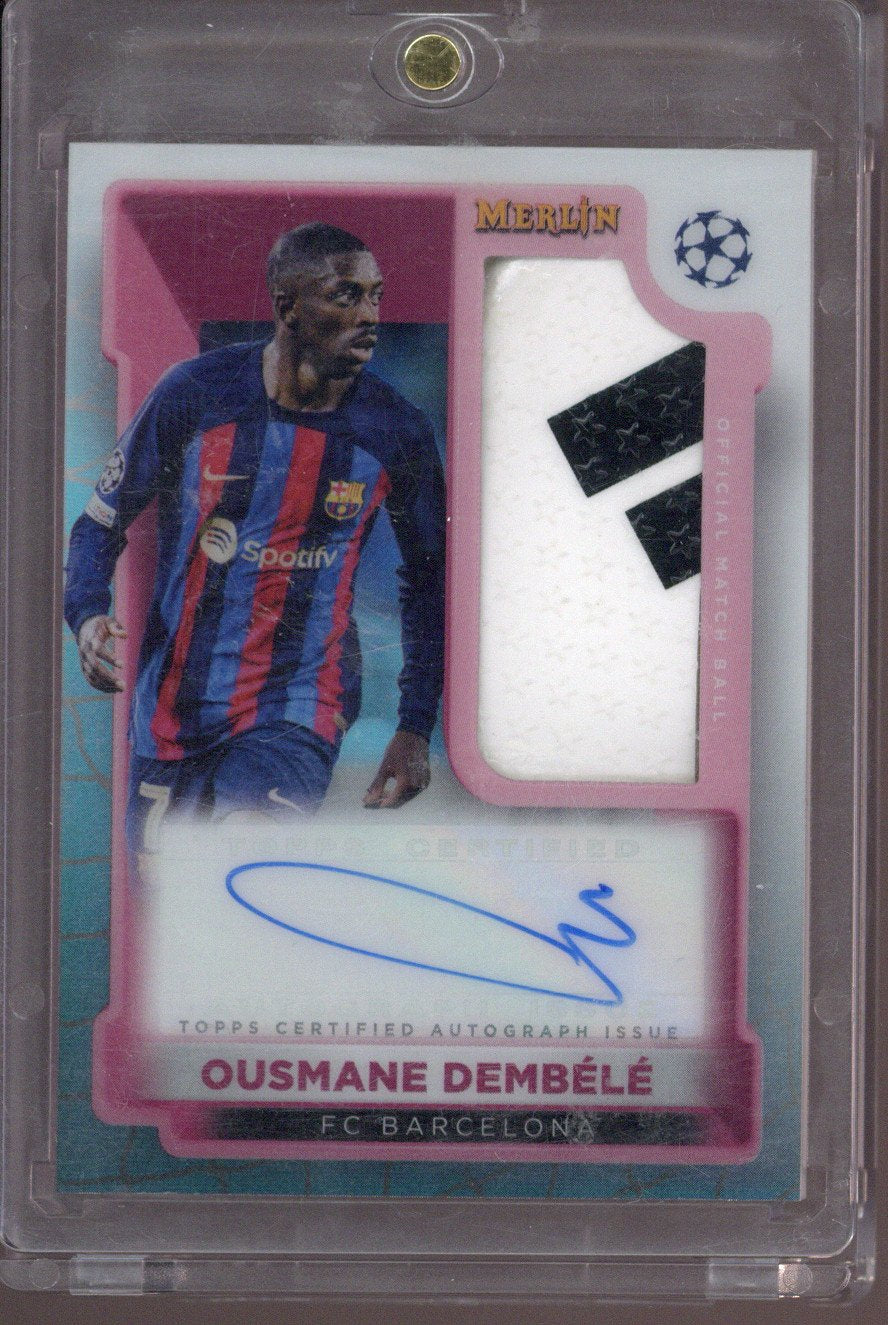 2022-23 Topps Merlin Chrome UCC Ousmane Dembele Auto Patch Match Ball Signature