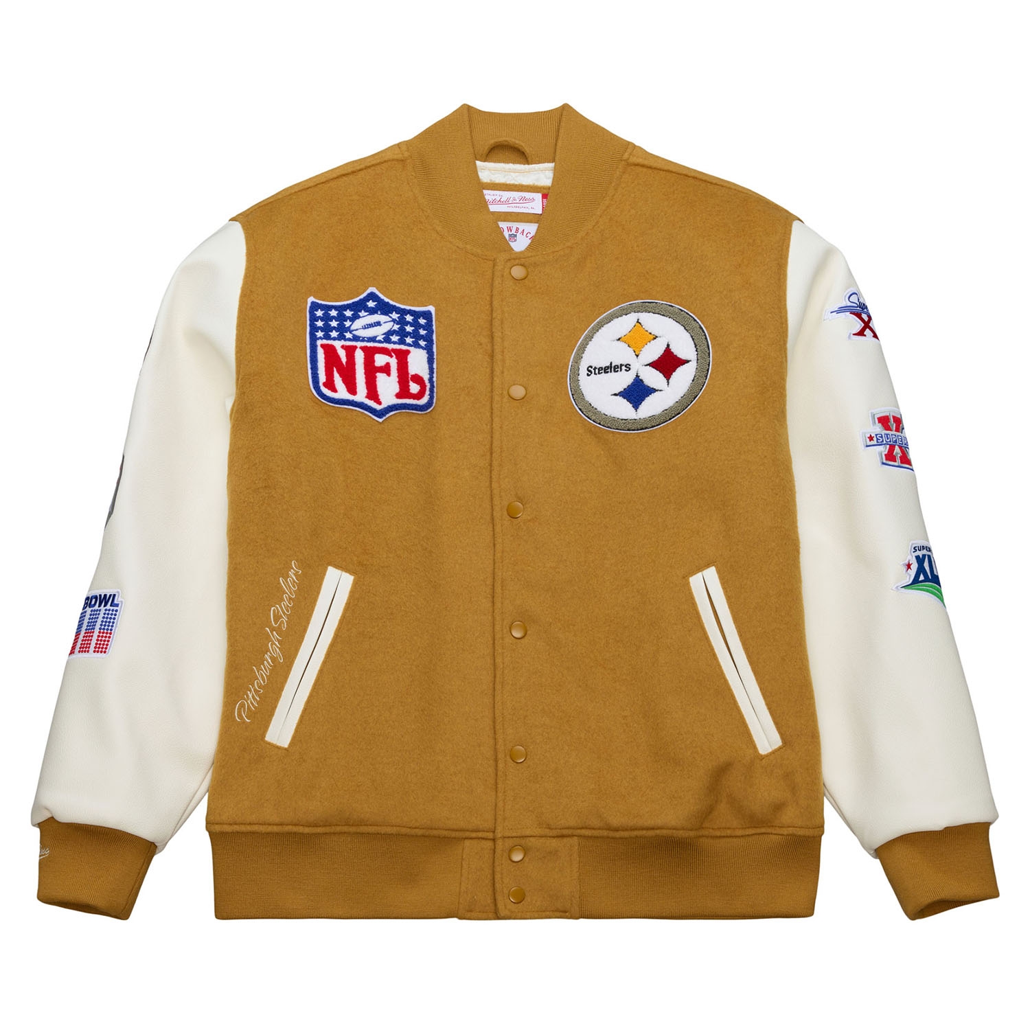 Pittsburgh Steelers Dusted Varsity NFL Jacket Brown/Cream