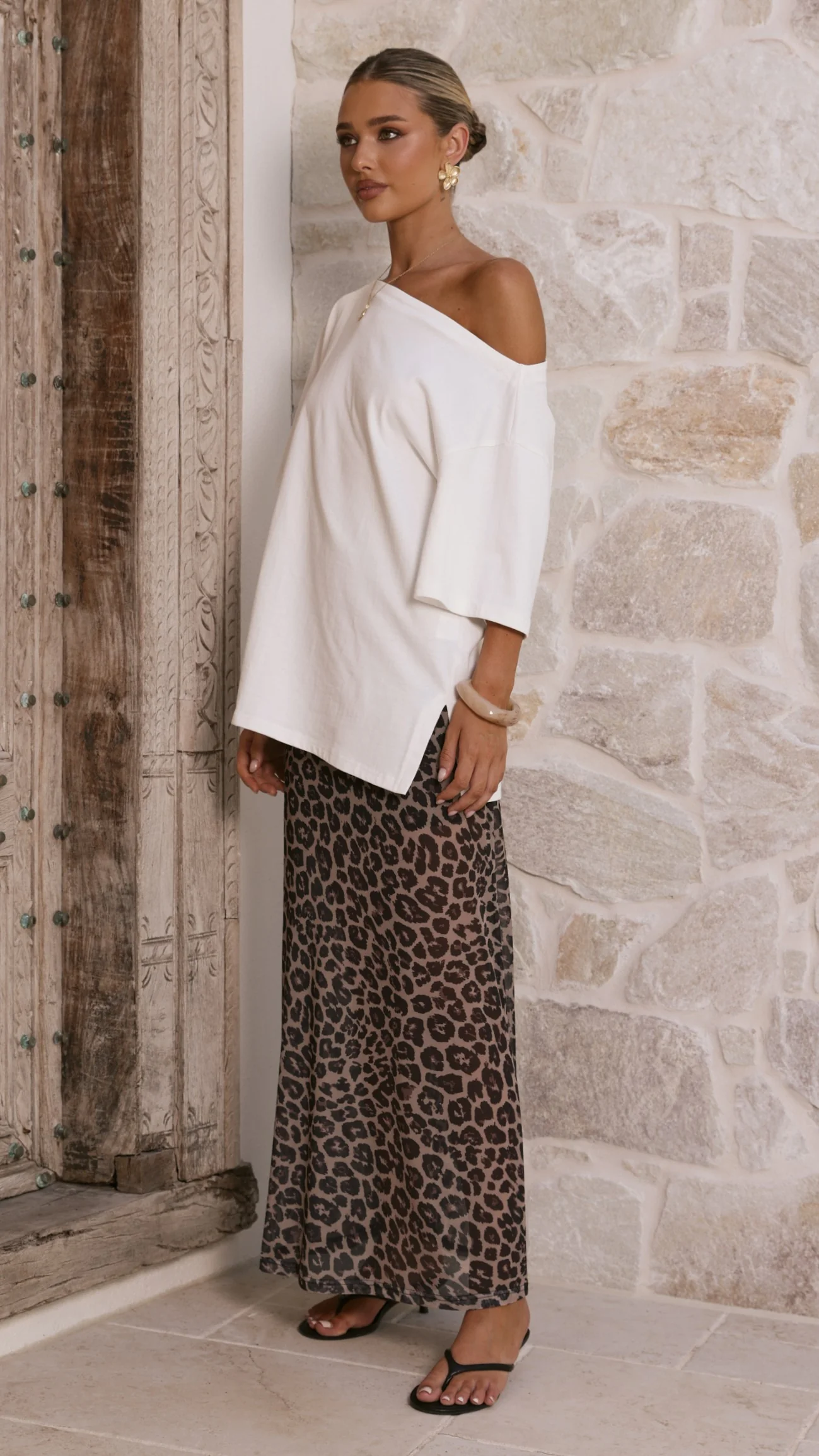 Onella Semi Sheer Maxi Skirt - Leopard Print