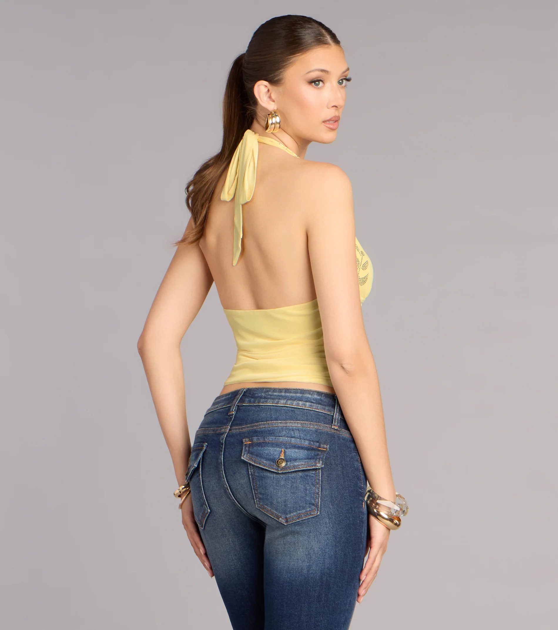 Flirty Shine Rhinestone Halter Top