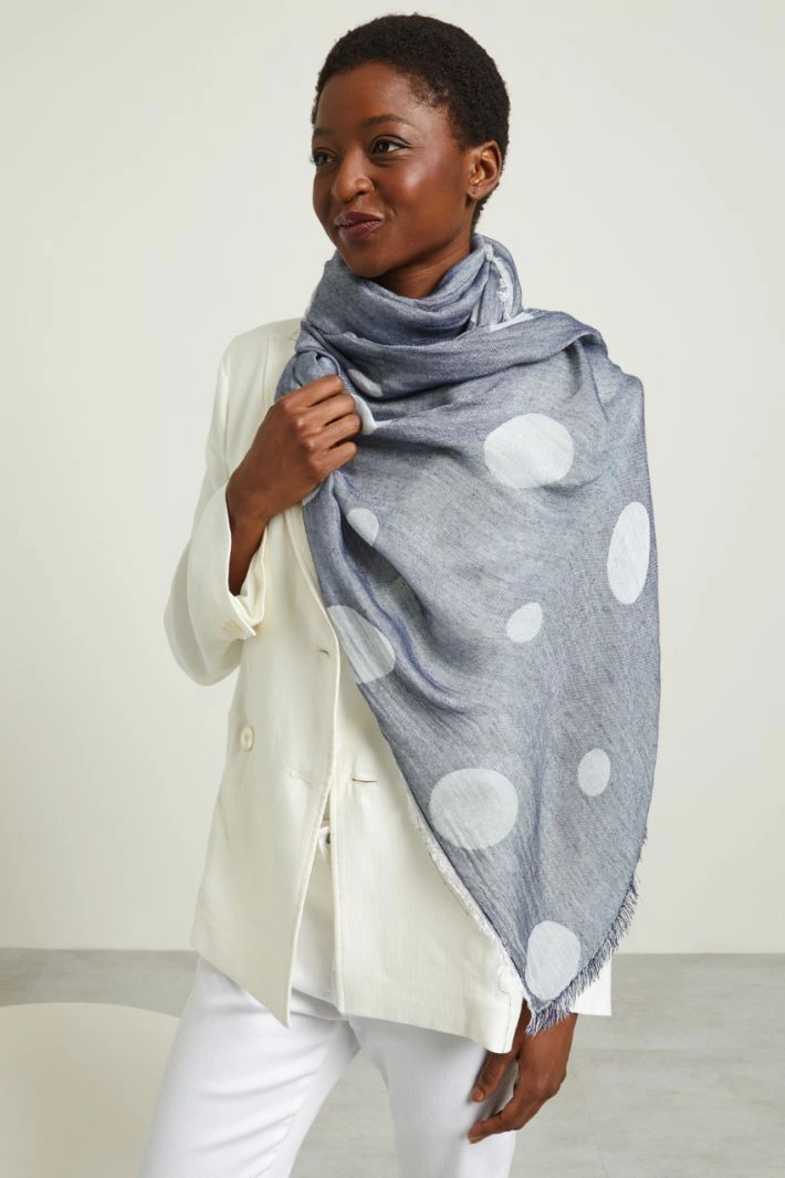 Viscose jacquard stole - DARK BLUE WHITE
