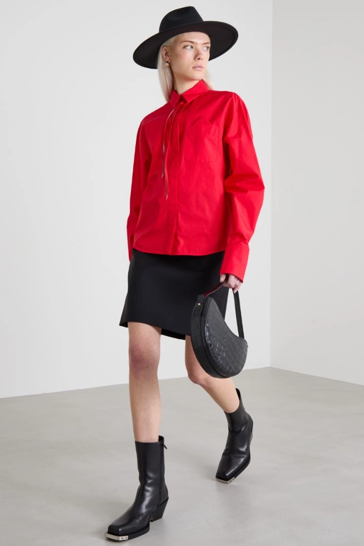 Straight-fit wool skirt - BLACK