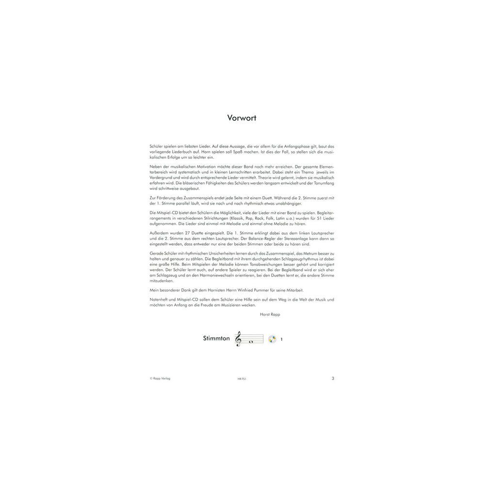 Horst Rapp Verlag Horn Lernen mit Spaß 1 – Thomann Ireland