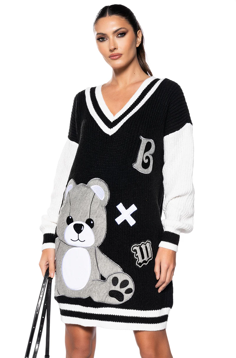 Teddy Knit Sweater Mini Dress