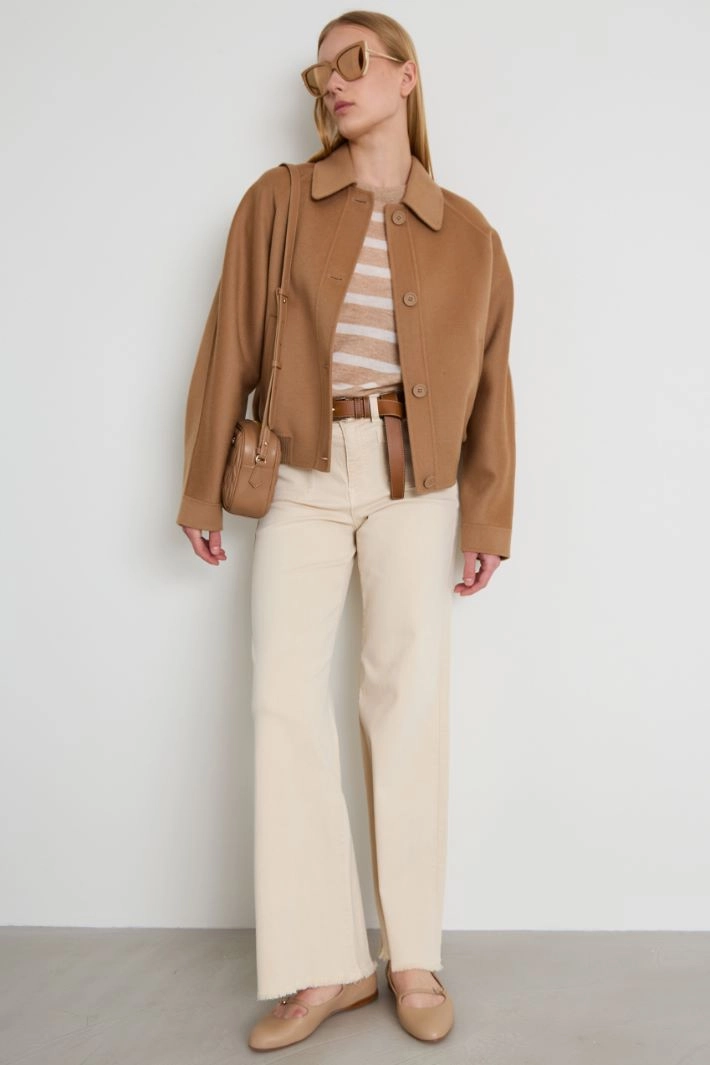 Wool, cashmere and silk bomber jacket - CAMEL