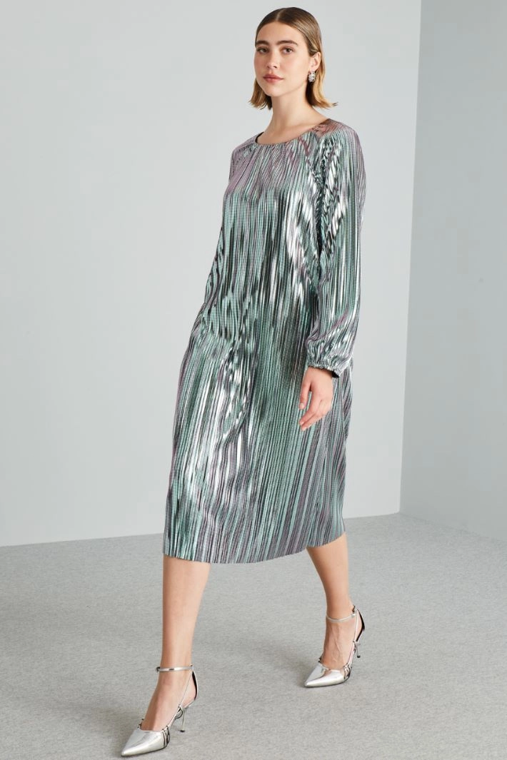 Laminated midi dress - SILVER