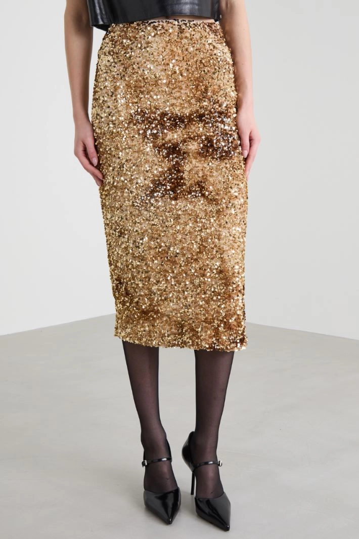 Chenille and sequin skirt - GOLD