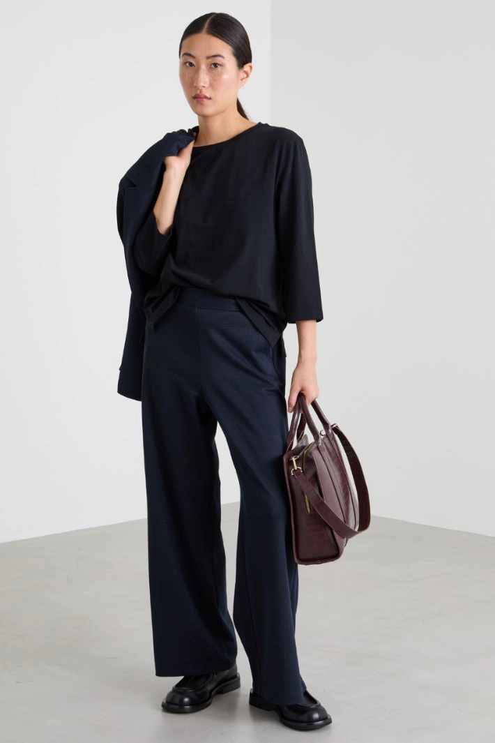 Jersey boat-neck T-shirt - BLACK