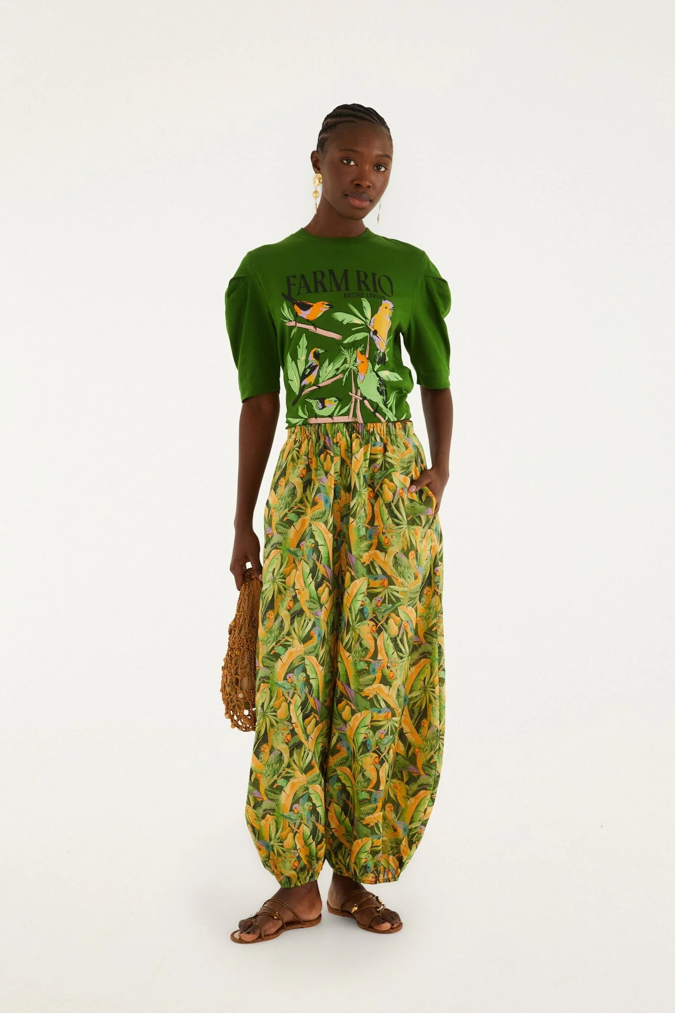Green Nature Lovers Puff Sleeve T-Shirt