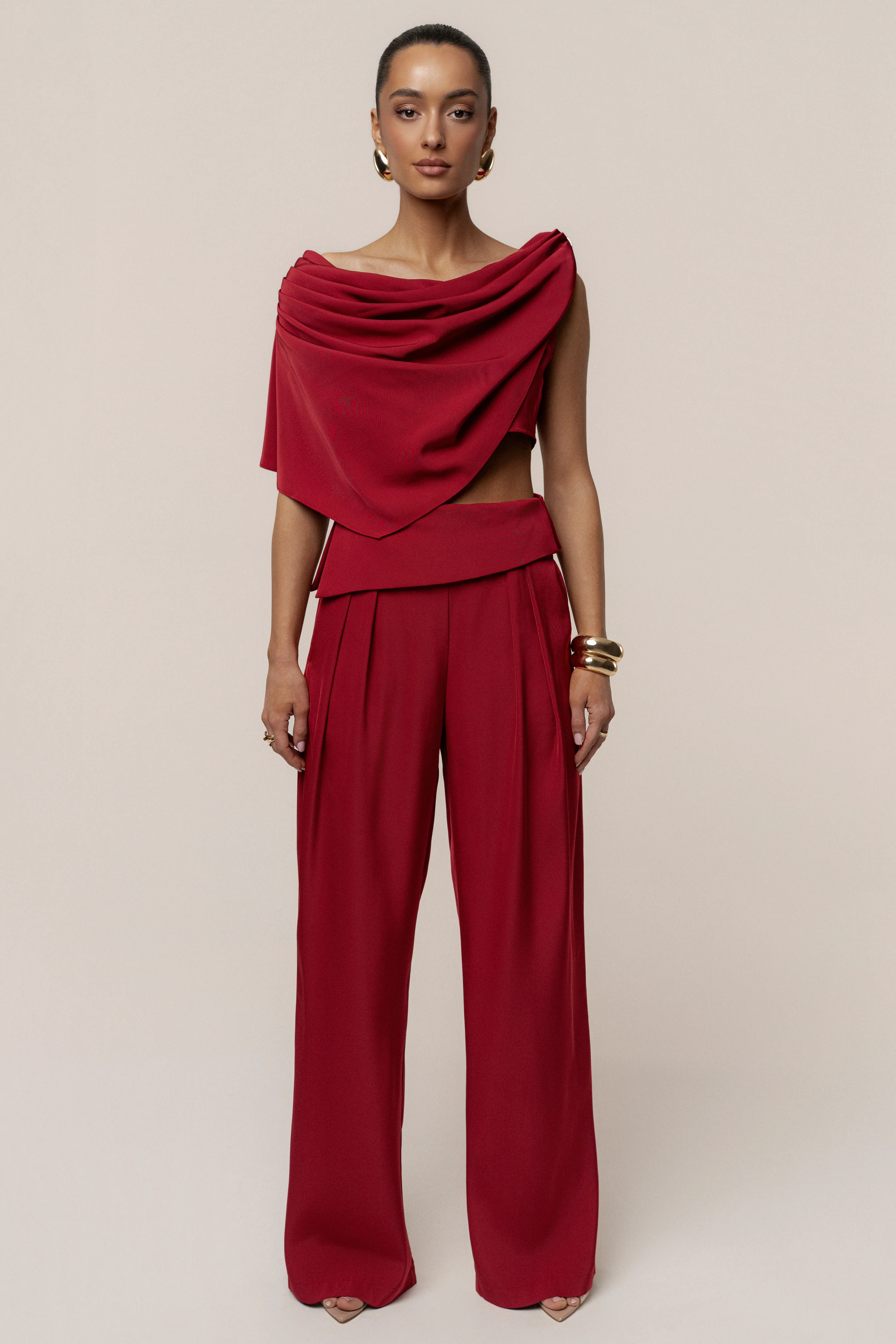 Red Gleam and Glow Satin Top