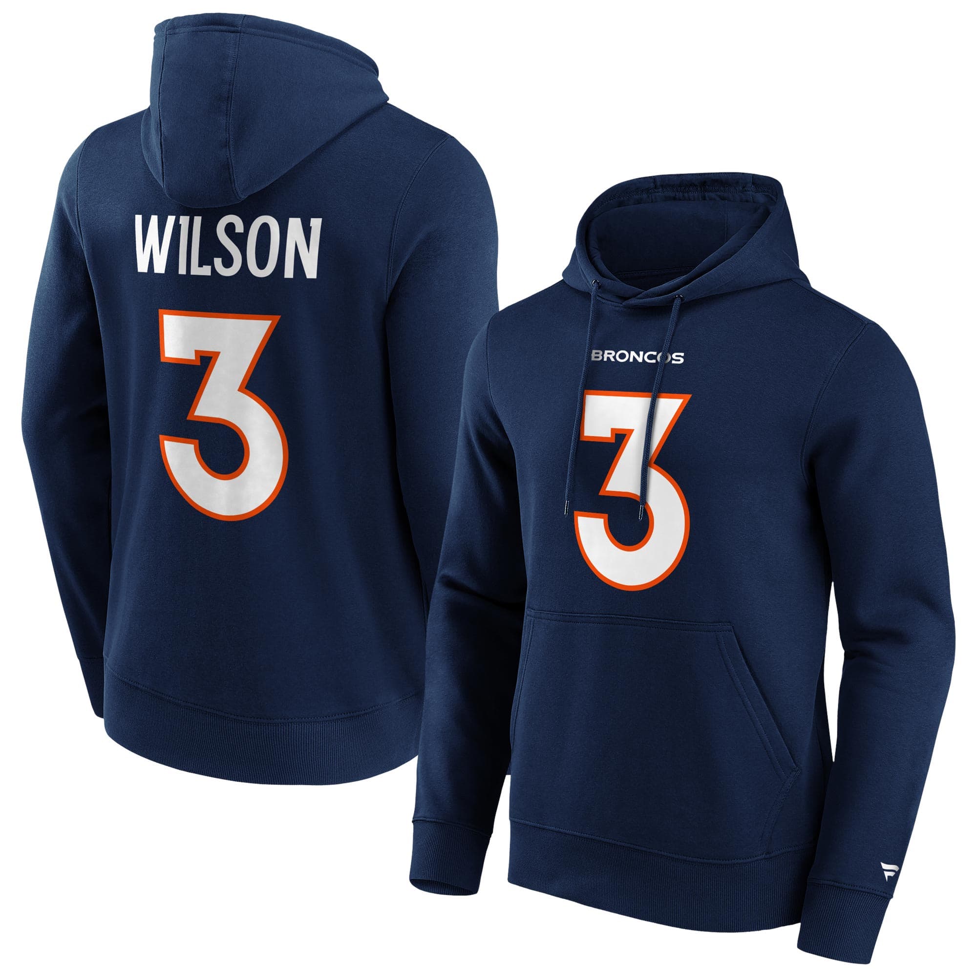 Russell Wilson #3 Denver Broncos Iconic Player NFL Hoodie Navy