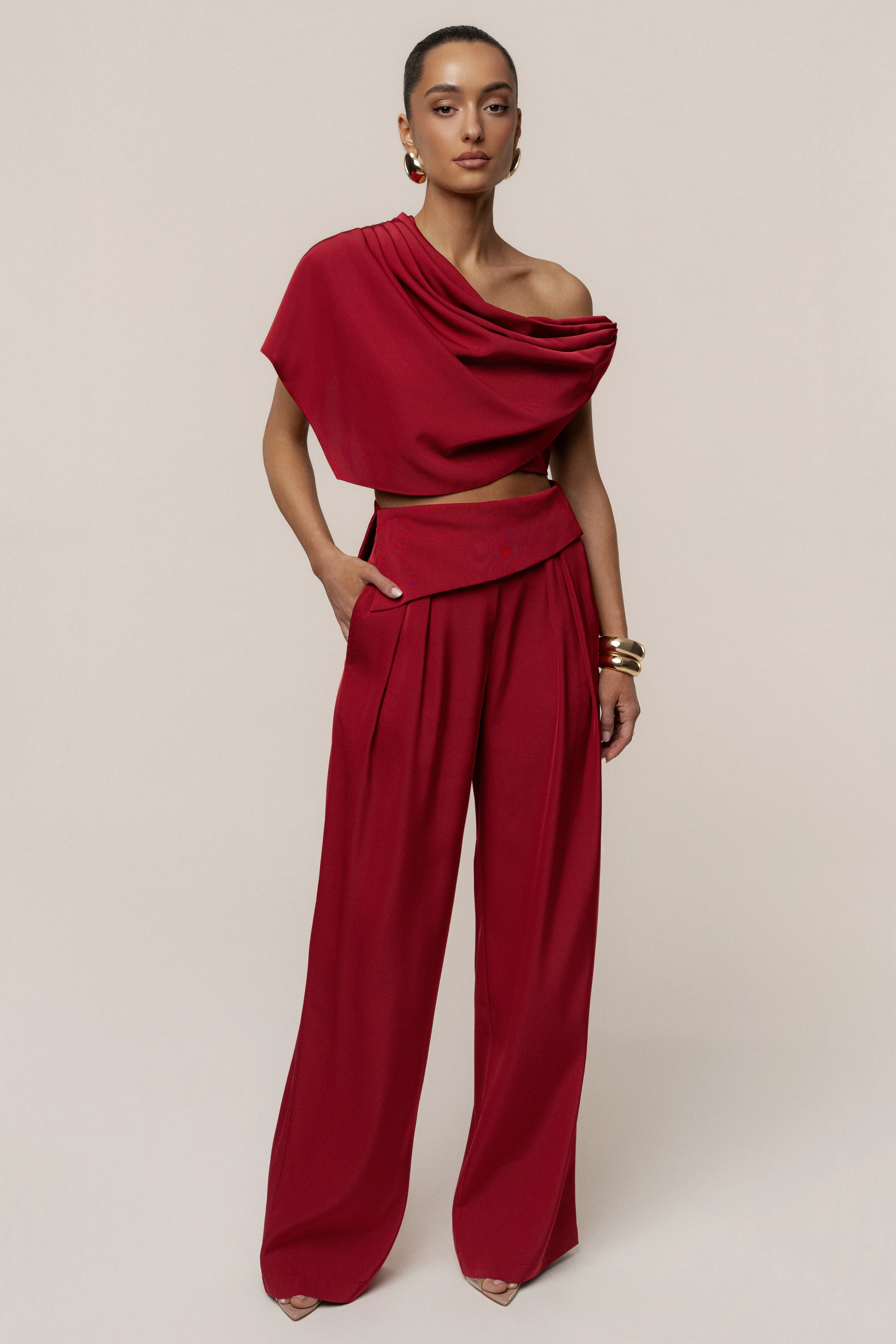 Red Gleam and Glow Satin Top