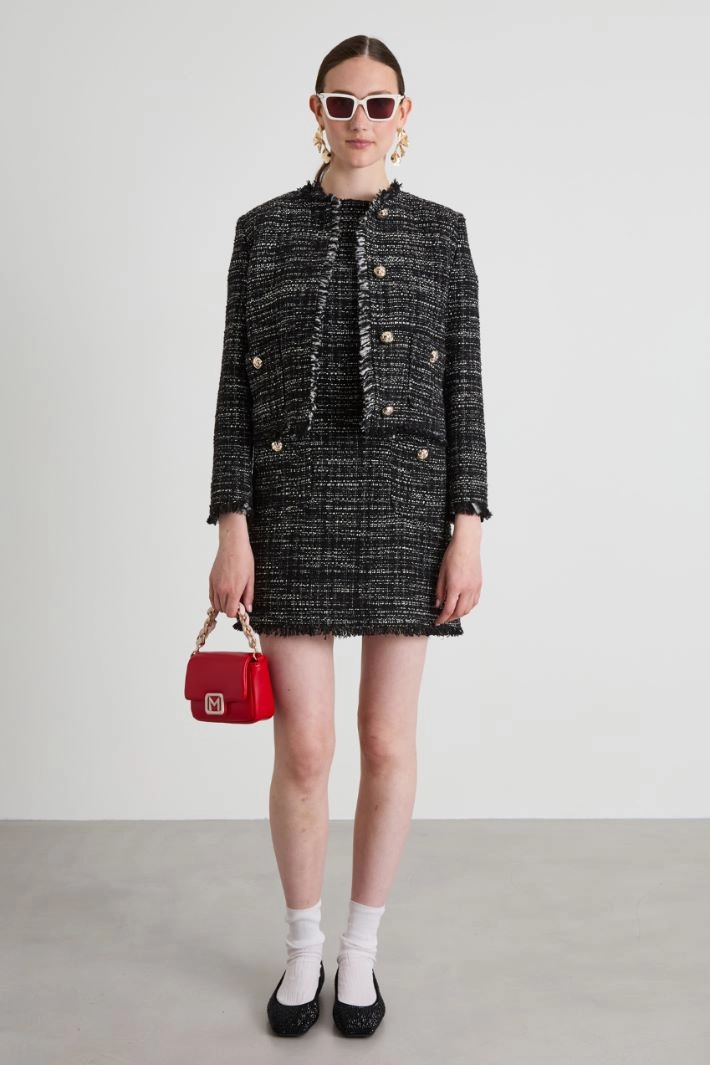 Cotton tweed dress - BLACK