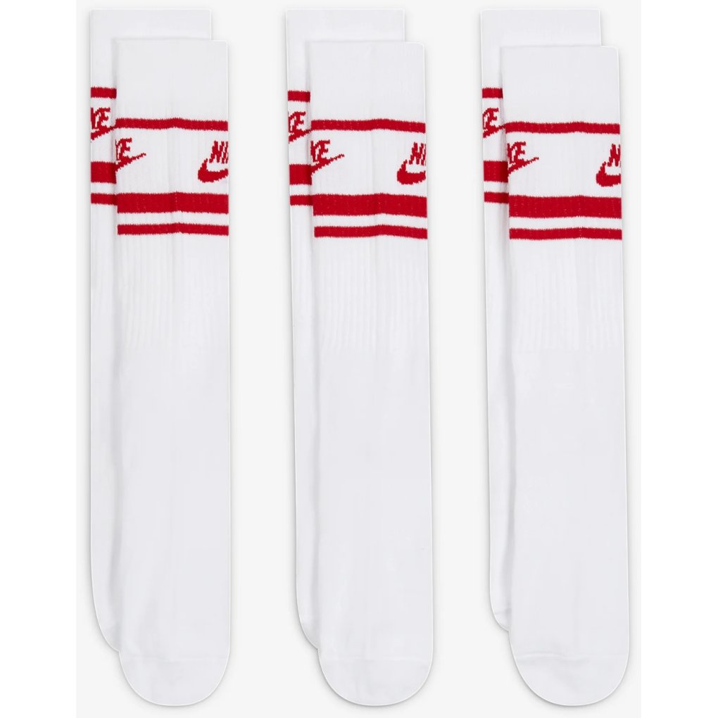 Nike Sportswear Everyday Essential Crew Socks (3 Pairs) - white/university red/university red DX5089-102