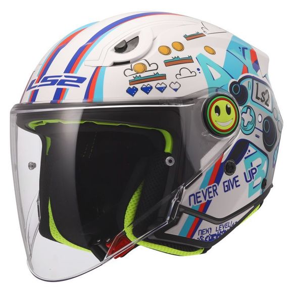 Casque jet LS2 OF622 FUNNY II - NEXT LEVEL - BlancRef : LS1289