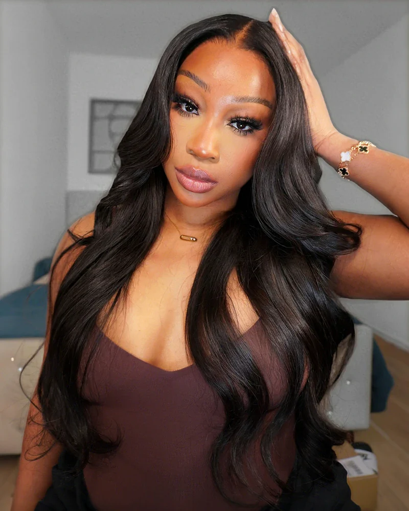 Ophirawig 13x6 Three-Go? Glueless Wig Body Wave With Drawstring Natural Black 100% Human Hair Wig