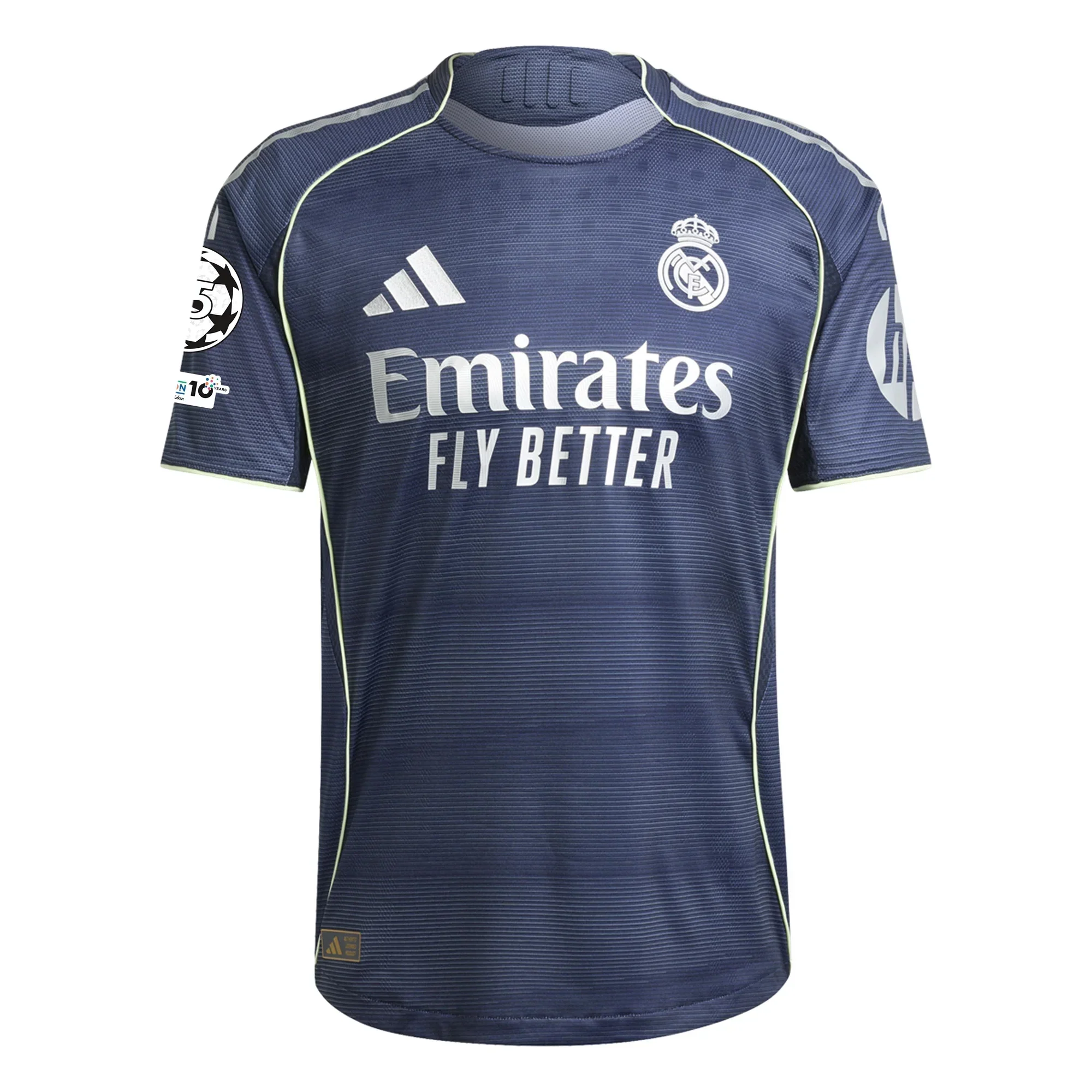 Kylian Mbappe Real Madrid Authentic Away Jersey 25/26 w/ Champions League Patches (Legend Ink)