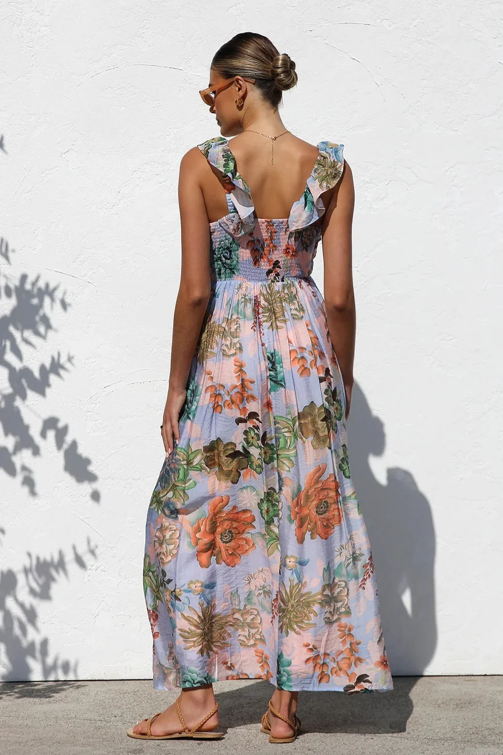 V Neck Swing Print Cami Maxi Dress