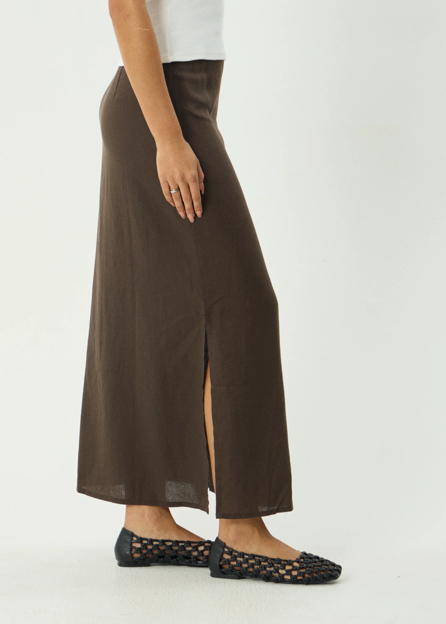 AFENDS Womens Lilo - Maxi Skirt - Coffee